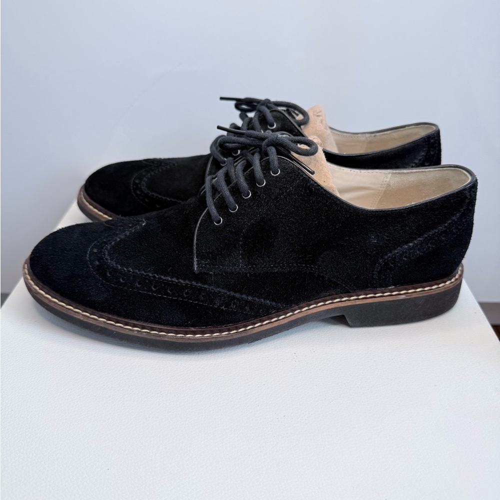 Men's Cole Haan Nike Air Franklin Black Suede Wingtip Oxfords Size 9M - Picture 3 of 9